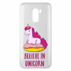 Чехол для Xiaomi Pocophone F1 Единорог с пончиком - PrintSalon