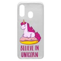 Чехол для Samsung A40 Единорог с пончиком - PrintSalon