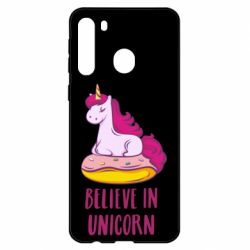 Чехол для Samsung A21 Единорог с пончиком - PrintSalon