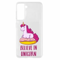 Чехол для Samsung S21 Единорог с пончиком - PrintSalon