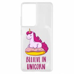 Чехол для Samsung S21 Ultra Единорог с пончиком - PrintSalon