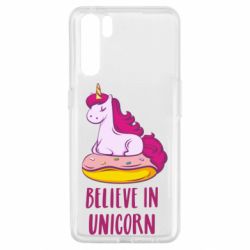 Чехол для Oppo A91/Reno3 Единорог с пончиком - PrintSalon