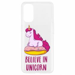 Чехол для Oppo Reno 4 Единорог с пончиком - PrintSalon