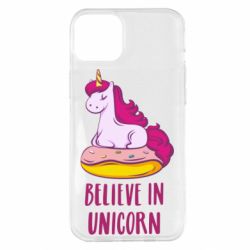 Чехол для iPhone 14 Plus Единорог с пончиком - PrintSalon