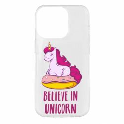 Чехол для iPhone 14 Pro Единорог с пончиком - PrintSalon