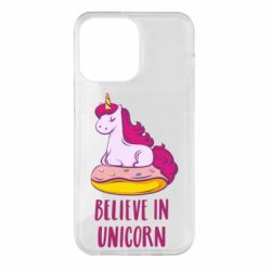 Чехол для iPhone 14 Pro Max Единорог с пончиком - PrintSalon