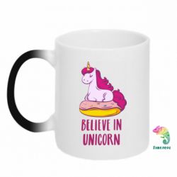 Чашка-хамелеон Единорог с пончиком - PrintSalon