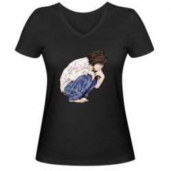 Женская футболка с V-образным вырезом El Death Note - PrintSalon