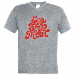 Мужская футболка  с V-образным вырезом Enjoy every moment - PrintSalon