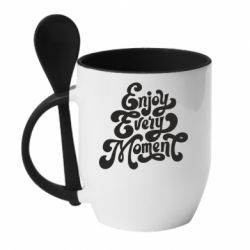 Чашка с ложкой Enjoy every moment - PrintSalon