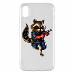 Чохол для iPhone X/Xs Єнот Ракета - PrintSalon