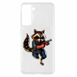 Чехол для Samsung S21 Енот Ракета-PrintSalon Чехол для Samsung S21 Енот Ракета