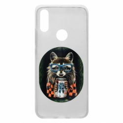 Чехол для Xiaomi Redmi 7 Енот в очках - PrintSalon