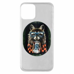 Чехол для iPhone 11 Енот в очках - PrintSalon