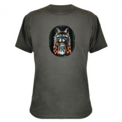 Камуфляжная футболка Енот в очках - PrintSalon