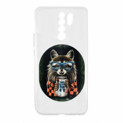 Чехол для Xiaomi Redmi 9 Енот в очках - PrintSalon