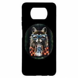 Чехол для Xiaomi Poco X3 Енот в очках - PrintSalon