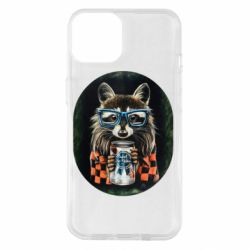 Чехол для iPhone 14 Енот в очках