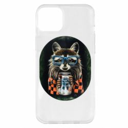 Чехол для iPhone 14 Plus Енот в очках - PrintSalon