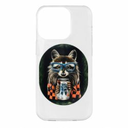 Чехол для iPhone 14 Pro Енот в очках - PrintSalon