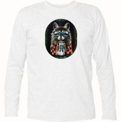 Футболка с длинным рукавом Енот в очках - PrintSalon