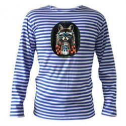 Тельняшка с длинным рукавом Енот в очках - PrintSalon