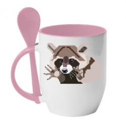 Чашка с ложкой Eнот вектор - PrintSalon