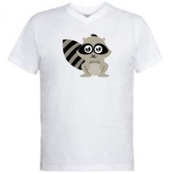 Мужская футболка  с V-образным вырезом Енот - PrintSalon