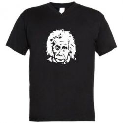 Мужская футболка  с V-образным вырезом Энштейн - PrintSalon