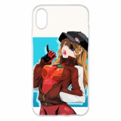 Чехол для iPhone X/Xs Evangeleon Asuka and Chupa Chups