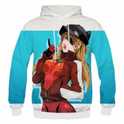 Чоловіче 3D худі Evangeleon Asuka and Chupa Chups