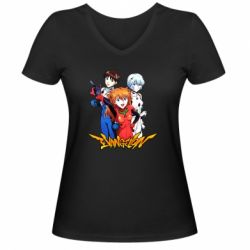 Жіноча футболка з V-подібним вирізом Evangelion Heroes - PrintSalon