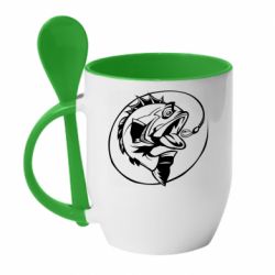 Чашка с ложкой Evil fish - PrintSalon