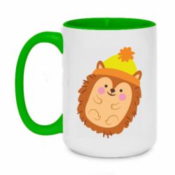 Чашка двухцветная 420ml Ежик в шапочке - PrintSalon