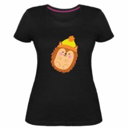 Женская премиум футболка Ежик в шапочке - PrintSalon