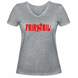 Жіноча футболка з V-подібним вирізом Fairy Tail text - PrintSalon