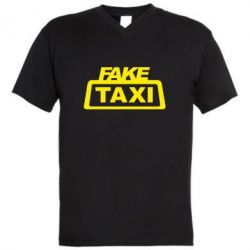 Мужская футболка  с V-образным вырезом Fake Taxi - PrintSalon