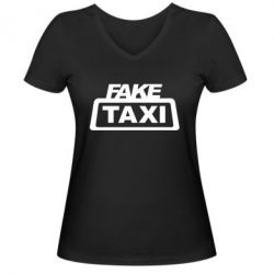 Женская футболка с V-образным вырезом Fake Taxi - PrintSalon