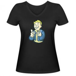 Женская футболка с V-образным вырезом Fallout 4 Boy - PrintSalon