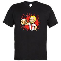 Мужская футболка  с V-образным вырезом Fallout  boy blood-PrintSalon Мужская футболка  с V-образным вырезом Fallout  boy blood