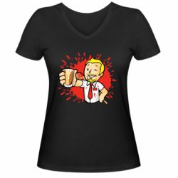 Женская футболка с V-образным вырезом Fallout  boy blood - PrintSalon