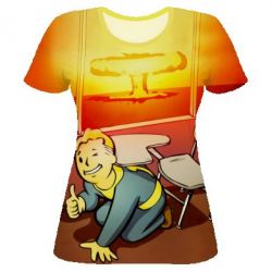 Женская футболка 3D Fallout boy on the background of the explosion-PrintSalon Женская футболка 3D Fallout boy on the background of the explosion