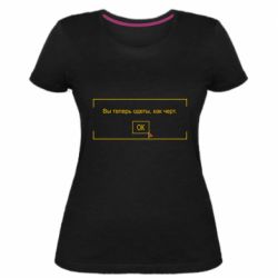 Женская премиум футболка Фаллоут окно - Теперь Вы одеты, как черт. - PrintSalon