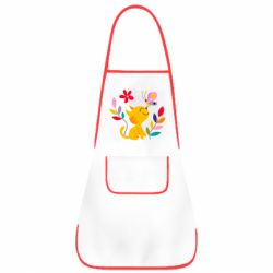 Фартук Cat, Flowers and Butterfly - PrintSalon