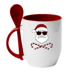 Чашка з ложкою Fashionable Santa - PrintSalon