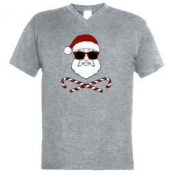 Чоловіча футболка з V-подібним вирізом Fashionable Santa - PrintSalon