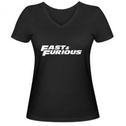 Женская футболка с V-образным вырезом Fast & Furious - PrintSalon