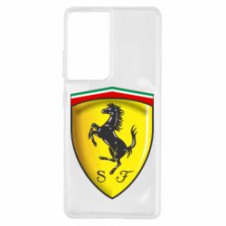 Чехол для Samsung S21 Ultra Ferrari 3D Logo - PrintSalon