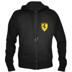 Мужское худи на молнии Ferrari 3D Logo-PrintSalon Мужское худи на молнии Ferrari 3D Logo