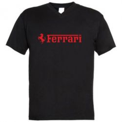 Мужская футболка  с V-образным вырезом Ferrari - PrintSalon